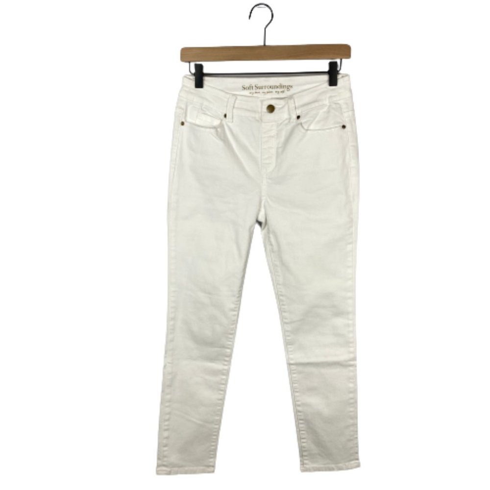 SOFT SURROUNDINGS Petite High Rise Slim Jeans White